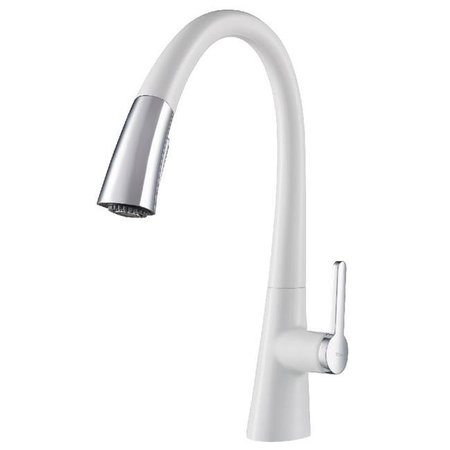 DANIEL KRAUS Kraus KPF-1673CHWH Nolen Dual Function Pull-Down Kitchen Faucet; Chrome & White KPF-1673CHWH